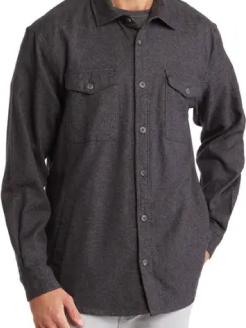 Wayne Gretzky Wool Long Sleeve Button-Up Shirt - Charcoal Gray